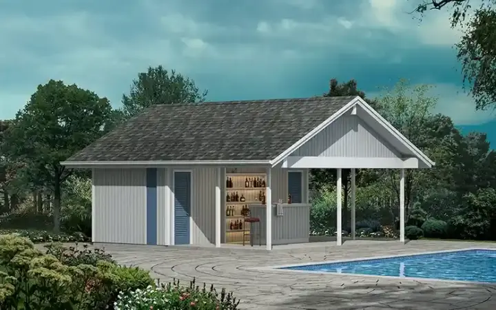 Traditional house plans 77-759 - front exterior, 440 sq ft, 0 bed, 2 bath house plans | Monster House Plans