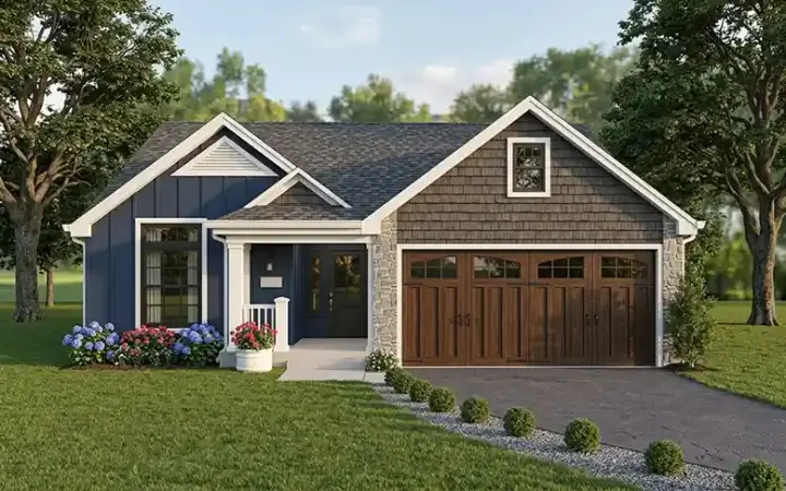 Traditional house plans 77-767 - front exterior, 1,344 sq ft, 3 bed, 2 bath house plans | Monster House Plans