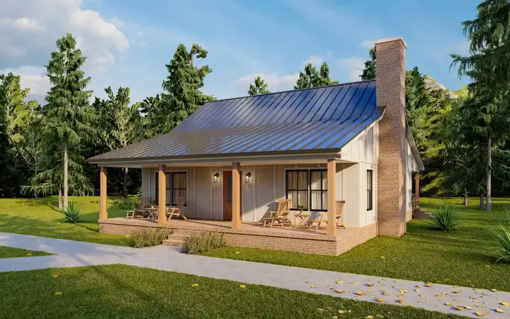 Country house plans 78-101 - front exterior, 1,500 sq ft, 2 bed, 2 bath house plans | Monster House Plans