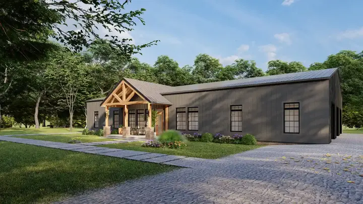 Barndominium house plans 78-102 - front exterior, 2,800 sq ft, 5 bed, 2 bath house plans | Monster House Plans