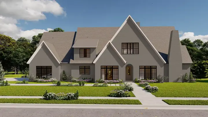 New American house plans 78-114 - front exterior, 4,500 sq ft, 4 bed, 4 bath house plans | Monster House Plans