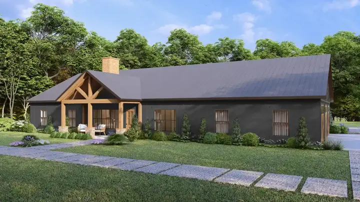 Barndominium house plans 78-115 - front exterior, 2,240 sq ft, 5 bed, 2 bath house plans | Monster House Plans
