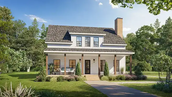 Modern Farmhouse house plans 78-120 - front exterior, 2,050 sq ft, 3 bed, 2 bath house plans | Monster House Plans