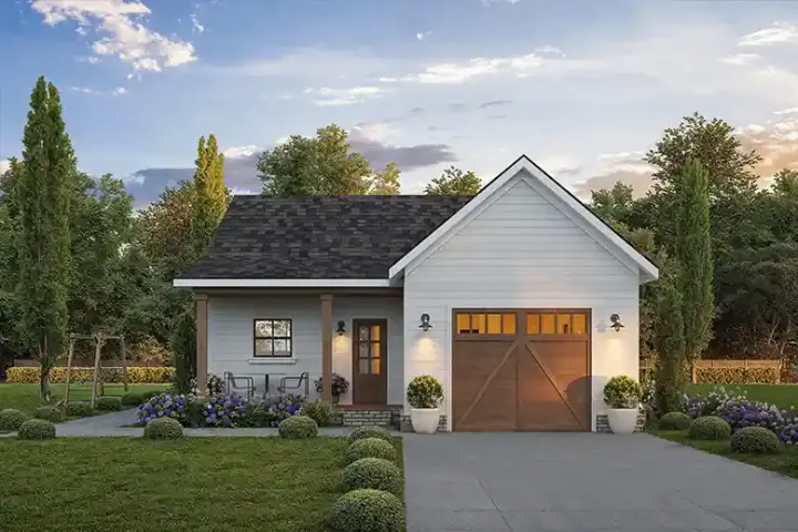 Accessory Dwelling Unit house plans 78-126 - front exterior, 750 sq ft, 1 bed, 1 bath house plans | Monster House Plans
