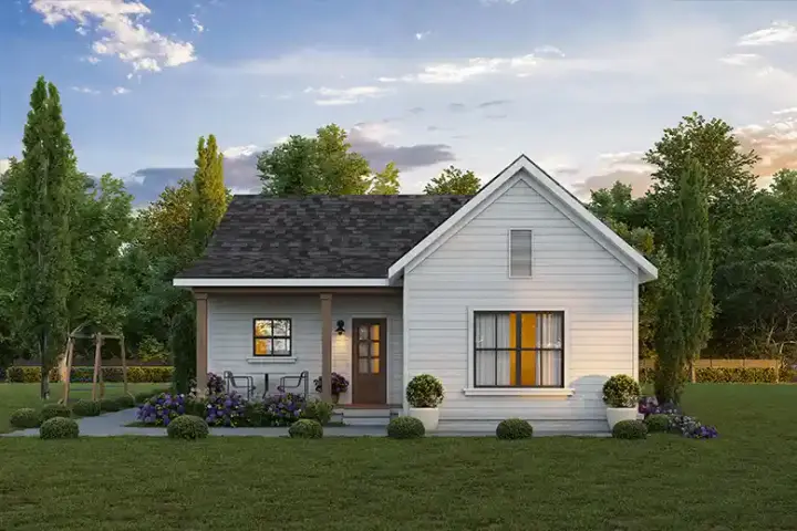 Country house plans 78-127 - front exterior, 1,000 sq ft, 2 bed, 1 bath house plans | Monster House Plans