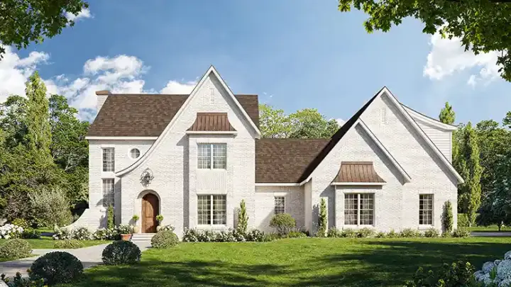 European house plans 78-129 - front exterior, 4,910 sq ft, 4 bed, 4 bath house plans | Monster House Plans