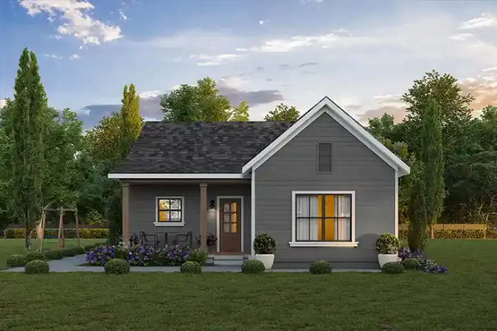Cottage house plans 78-130 - front exterior, 1,080 sq ft, 2 bed, 2 bath house plans | Monster House Plans