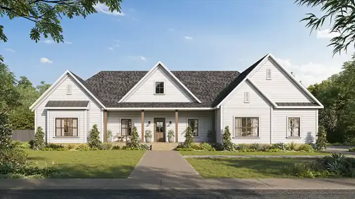 Modern Farmhouse house plans 78-134 - front exterior, 2,060 sq ft, 3 bed, 3 bath house plans | Monster House Plans