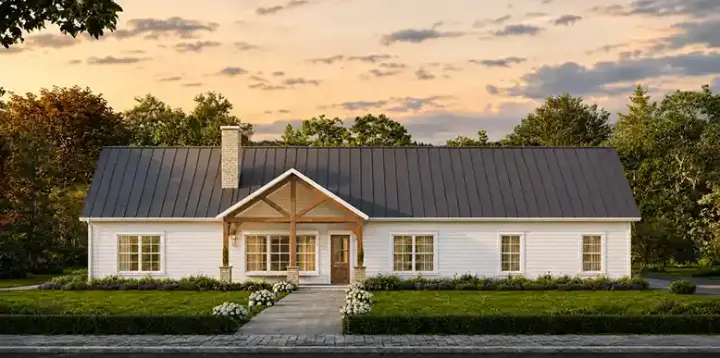 Barndominium house plans 78-137 - front exterior, 2,040 sq ft, 4 bed, 3 bath house plans | Monster House Plans