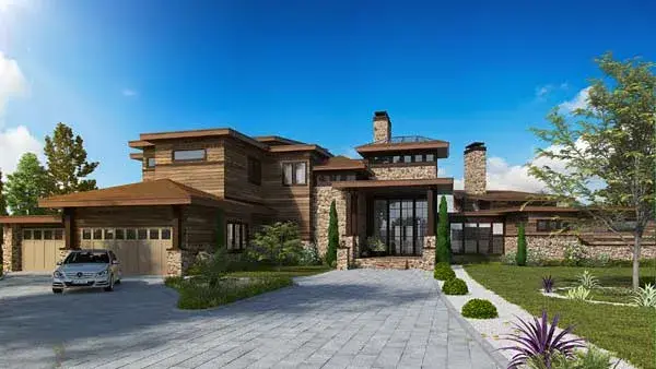 Modern house plans 79-101 - front exterior, 7,419 sq ft, 5 bed, 4 bath house plans | Monster House Plans