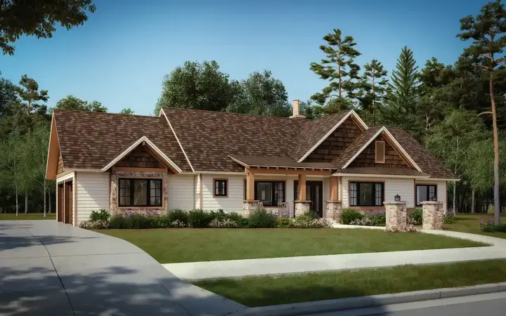 Craftsman house plans 79-107 - front exterior, 2,007 sq ft, 3 bed, 2 bath house plans | Monster House Plans