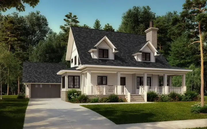 Farmhouse house plans 79-127 - front exterior, 1,825 sq ft, 4 bed, 3 bath house plans | Monster House Plans