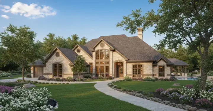 Traditional house plans 8-1011 - front exterior, 3,595 sq ft, 4 bed, 3 bath house plans | Monster House Plans