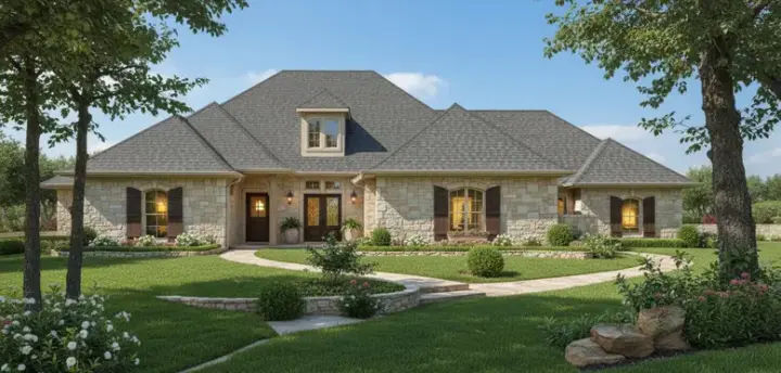 Traditional house plans 8-1033 - front exterior, 2,808 sq ft, 4 bed, 3 bath house plans | Monster House Plans