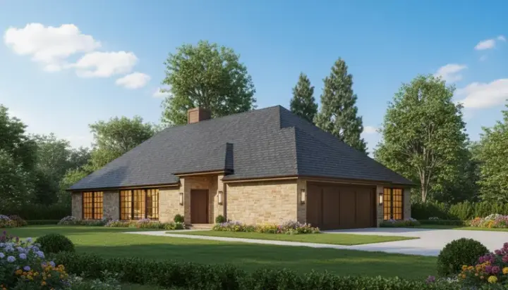 Traditional house plans 8-1043 - front exterior, 1,490 sq ft, 5 bed, 2 bath house plans | Monster House Plans