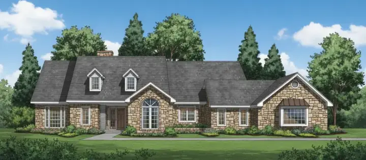 Country house plans 8-1068 - front exterior, 4,101 sq ft, 3 bed, 3 bath house plans | Monster House Plans