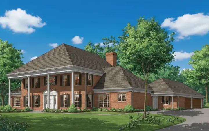 Southern Colonial house plans 8-1078 - front exterior, 4,587 sq ft, 4 bed, 4 bath house plans | Monster House Plans