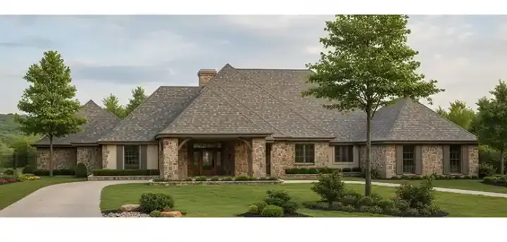 Traditional house plans 8-1084 - front exterior, 5,208 sq ft, 4 bed, 3 bath house plans | Monster House Plans