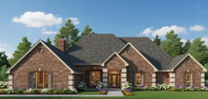 European house plans 8-1088 - front exterior, 3,115 sq ft, 3 bed, 2 bath house plans | Monster House Plans