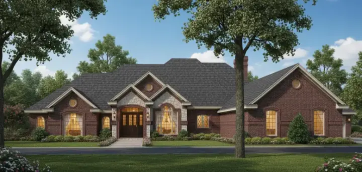 Traditional house plans 8-1113 - front exterior, 3,579 sq ft, 3 bed, 3 bath house plans | Monster House Plans