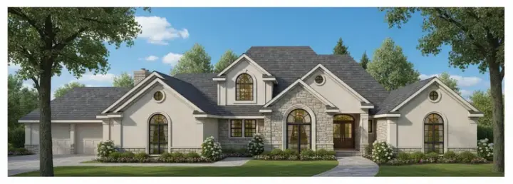 Traditional house plans 8-1116 - front exterior, 3,721 sq ft, 3 bed, 3 bath house plans | Monster House Plans