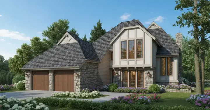 Tudor house plans 8-1127 - front exterior, 2,245 sq ft, 3 bed, 2 bath house plans | Monster House Plans