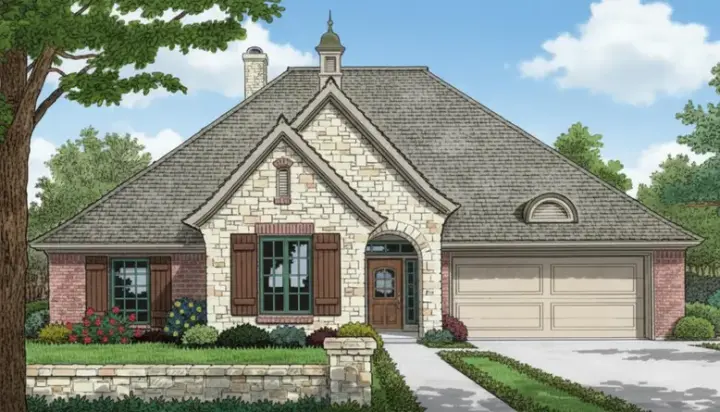 Traditional house plans 8-114 - front exterior, 1,419 sq ft, 3 bed, 2 bath house plans | Monster House Plans