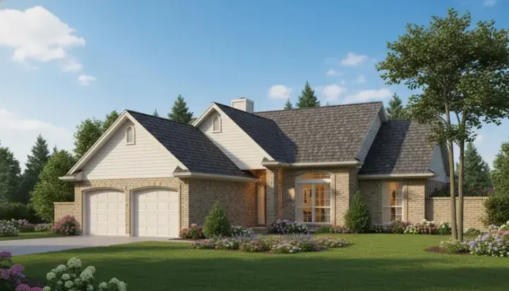 Traditional house plans 8-1153 - front exterior, 1,436 sq ft, 3 bed, 2 bath house plans | Monster House Plans
