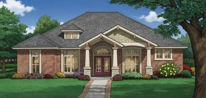 Craftsman house plans 8-1187 - front exterior, 2,478 sq ft, 4 bed, 3 bath house plans | Monster House Plans