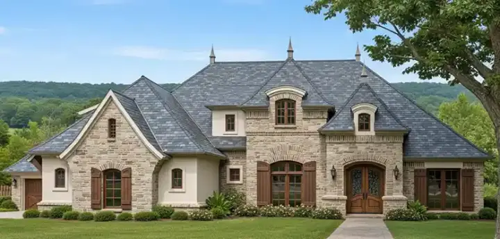 French Country house plans 8-1205 - front exterior, 3,411 sq ft, 4 bed, 3 bath house plans | Monster House Plans