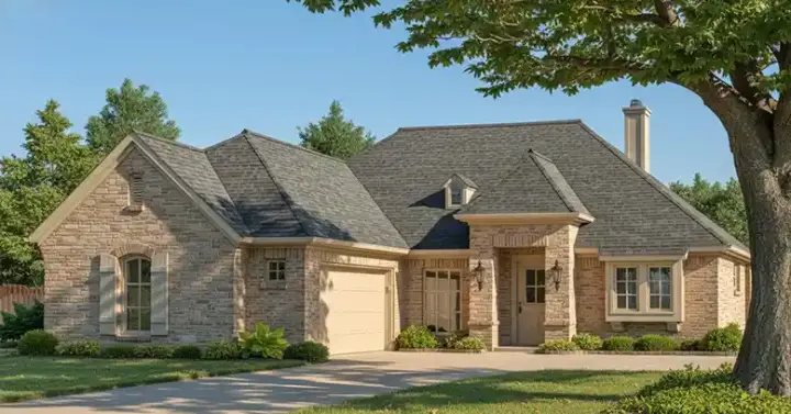 Traditional house plans 8-1207 - front exterior, 1,543 sq ft, 3 bed, 2 bath house plans | Monster House Plans
