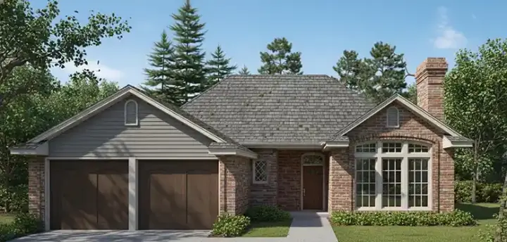 Traditional house plans 8-121 - front exterior, 1,489 sq ft, 3 bed, 2 bath house plans | Monster House Plans