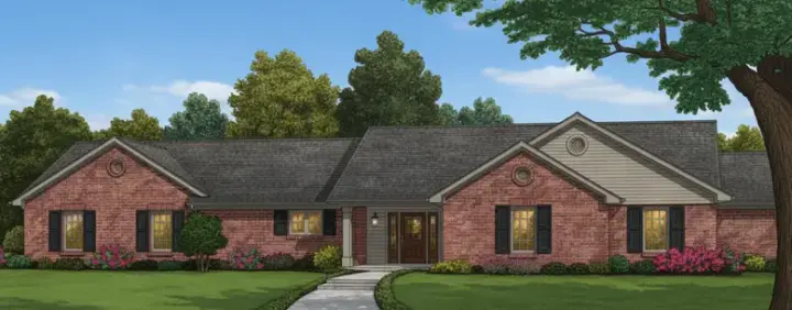 Ranch house plans 8-1212 - front exterior, 1,798 sq ft, 3 bed, 2 bath house plans | Monster House Plans