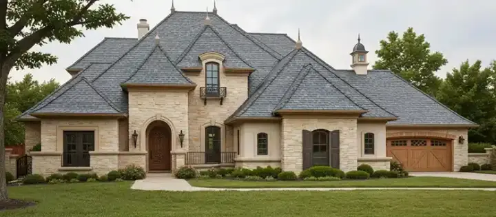 French Country house plans 8-1214 - front exterior, 3,514 sq ft, 4 bed, 3 bath house plans | Monster House Plans