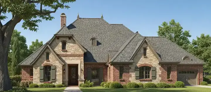 European house plans 8-1215 - front exterior, 2,370 sq ft, 3 bed, 2 bath house plans | Monster House Plans