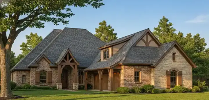 English Country house plans 8-1217 - front exterior, 2,130 sq ft, 4 bed, 3 bath house plans | Monster House Plans