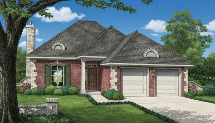 European house plans 8-122 - front exterior, 1,495 sq ft, 3 bed, 2 bath house plans | Monster House Plans