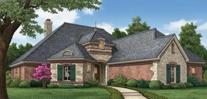 European house plans 8-1234 - front exterior, 2,389 sq ft, 3 bed, 3 bath house plans | Monster House Plans