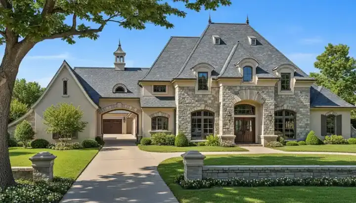 European house plans 8-1237 - front exterior, 3,811 sq ft, 4 bed, 4 bath house plans | Monster House Plans