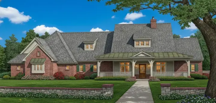 Country house plans 8-1243 - front exterior, 2,838 sq ft, 3 bed, 3 bath house plans | Monster House Plans