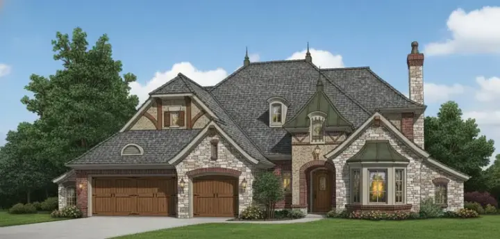 European house plans 8-1246 - front exterior, 2,935 sq ft, 3 bed, 2 bath house plans | Monster House Plans
