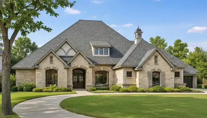 European house plans 8-1253 - front exterior, 2,312 sq ft, 4 bed, 4 bath house plans | Monster House Plans