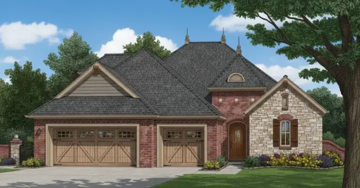 European house plans 8-1257 - front exterior, 2,036 sq ft, 3 bed, 2 bath house plans | Monster House Plans