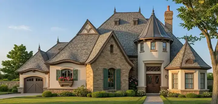 European house plans 8-1279 - front exterior, 3,597 sq ft, 4 bed, 3 bath house plans | Monster House Plans