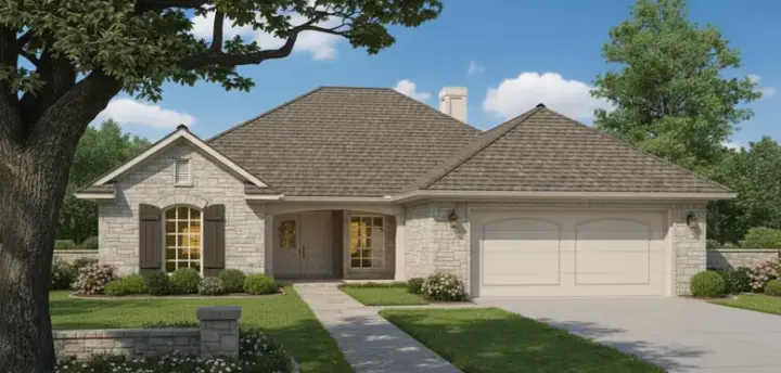 Traditional house plans 8-129 - front exterior, 1,563 sq ft, 3 bed, 2 bath house plans | Monster House Plans