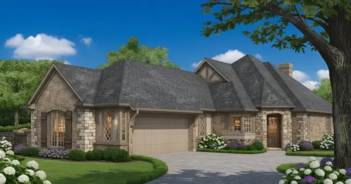 English Country house plans 8-141 - front exterior, 1,628 sq ft, 2 bed, 2 bath house plans | Monster House Plans