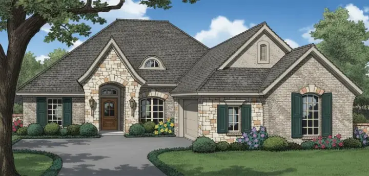 Traditional house plans 8-145 - front exterior, 1,640 sq ft, 3 bed, 2 bath house plans | Monster House Plans