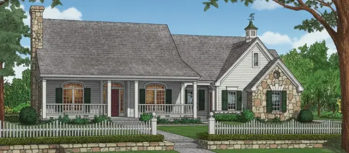 Country house plans 8-150 - front exterior, 1,658 sq ft, 3 bed, 2 bath house plans | Monster House Plans