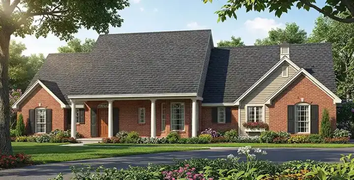 Country house plans 8-159 - front exterior, 1,724 sq ft, 3 bed, 2 bath house plans | Monster House Plans