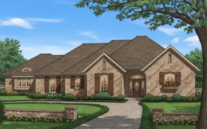 European house plans 8-164 - front exterior, 1,781 sq ft, 2 bed, 2 bath house plans | Monster House Plans